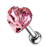 Heart CZ Top Ear Cartilage Daith Helix Tragus Barbell Stud