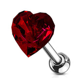 Heart CZ Top Ear Cartilage Daith Helix Tragus Barbell Stud