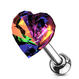 Heart CZ Top Ear Cartilage Daith Helix Tragus Barbell Stud