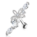 Flower Vine CZ Top Ear Cartilage Daith Helix Tragus Barbell Stud