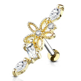 Flower Vine CZ Top Ear Cartilage Daith Helix Tragus Barbell Stud