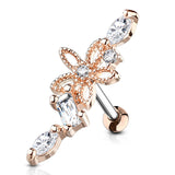 Flower Vine CZ Top Ear Cartilage Daith Helix Tragus Barbell Stud