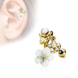 Clay Flower Top CZ Ear Cartilage Daith Helix Tragus Barbell Stud