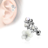 Clay Flower Top CZ Ear Cartilage Daith Helix Tragus Barbell Stud