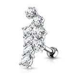Double Curved Lined CZ Top Ear Cartilage Helix Daith Tragus Barbell Studs