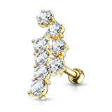 Double Curved Lined CZ Top Ear Cartilage Helix Daith Tragus Barbell Studs