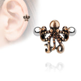 Octopus Ear Cartilage Helix Cuff Surgical Steel Barbells