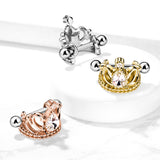 Tear Drop CZ Tiara Shield Ear Cartilage Helix Cuff Barbells