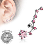 Multi CZ and Star Ear Cartilage Daith Tragus Helix Barbell