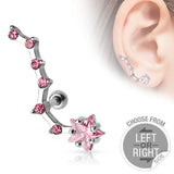 Multi CZ and Star Ear Cartilage Daith Tragus Helix Barbell