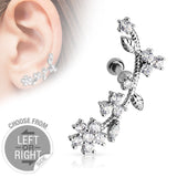 CZ Flower Vine Ear Cartilage Daith Tragus Helix Barbell