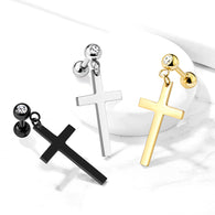 Cross Dangle Crystal Set Ear Cartilage Helix Tragus Barbell Earrings studs