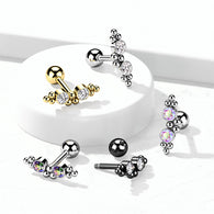 2 CZ Ball Clusters Top Ear Cartilage Helix Daith Tragus Barbell Earrings