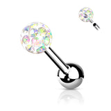 4 mm Epoxy Crystal Paved Ball Top Ear Cartilage Barbells 16G