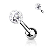 4 mm Epoxy Crystal Paved Ball Top Ear Cartilage Barbells 16G