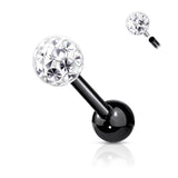 4 mm Epoxy Crystal Paved Ball Top Ear Cartilage Barbells 16G