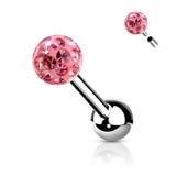 4 mm Epoxy Crystal Paved Ball Top Ear Cartilage Barbells 16G