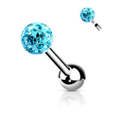 4 mm Epoxy Crystal Paved Ball Top Ear Cartilage Barbells 16G