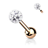 4 mm Epoxy Crystal Paved Ball Top Ear Cartilage Barbells 16G