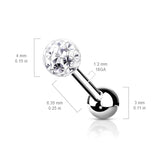 4 mm Epoxy Crystal Paved Ball Top Ear Cartilage Barbells 16G
