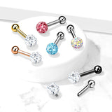 4 mm Epoxy Crystal Paved Ball Top Ear Cartilage Barbells 16G