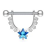 Pair of CZ Star Dangle Barbell Nipple Rings