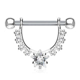 Pair of CZ Star Dangle Barbell Nipple Rings