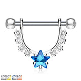 Pair of CZ Star Dangle Barbell Nipple Rings