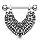 Vintage Heart Dangle Surgical Steel Barbell Nipple Rings