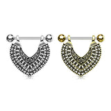 Vintage Heart Dangle Surgical Steel Barbell Nipple Rings