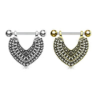 Vintage Heart Dangle Surgical Steel Barbell Nipple Rings