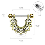 Pair of Filigree Flower Dangle Surgical Steel Barbell Nipple Rings