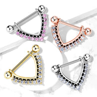 Pair CZ Paved Enamel Dangle Nipple Shield Nipple Rings