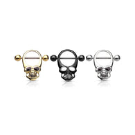 Skull With Enamel Eye Surgical Steel Nipple Shield Rings