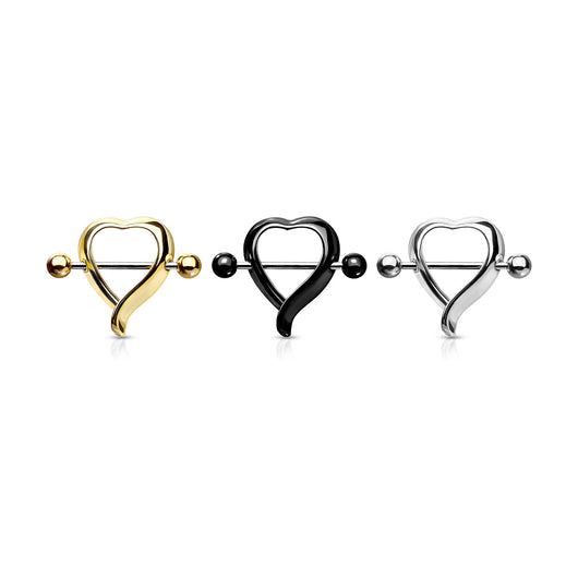 Surgical Steel Heart Nipple Shield Bar Ring – DressTech Store