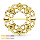 Pair of Tribal Shield Nipple Ring with 316L Surgical Steel Barbell