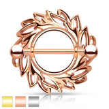 Pair of Swirling Leaves Tribal Nipple Shield Rings