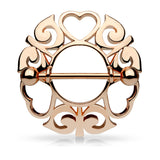Pair of Tribal Hearts Hollow Nipple Shield Ring