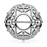 Pair of Heart Filigree Round Nipple Ring Shield