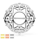 Pair of Heart Filigree Round Nipple Ring Shield