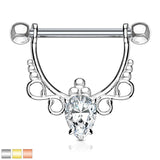 Pair of CZ Infinite Filigree Dangle Surgical Steel Barbell Nipple Ring