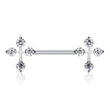 Pair of CZ Cross Surgical Steel Nipple Barbell Rings