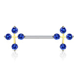 Pair of CZ Cross Surgical Steel Nipple Barbell Rings