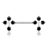 Pair of CZ Cross Surgical Steel Nipple Barbell Rings