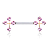 Pair of CZ Cross Surgical Steel Nipple Barbell Rings