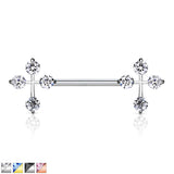 Pair of CZ Cross Surgical Steel Nipple Barbell Rings