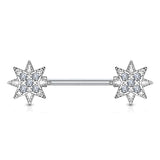 Pair of CZ Starburst Surgical Steel Barbell Nipple Rings