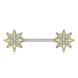 Pair of CZ Starburst Surgical Steel Barbell Nipple Rings