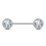 Pair of Multi CZ Surgical Steel Barbell Nipple Rings