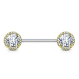 Pair of Multi CZ Surgical Steel Barbell Nipple Rings